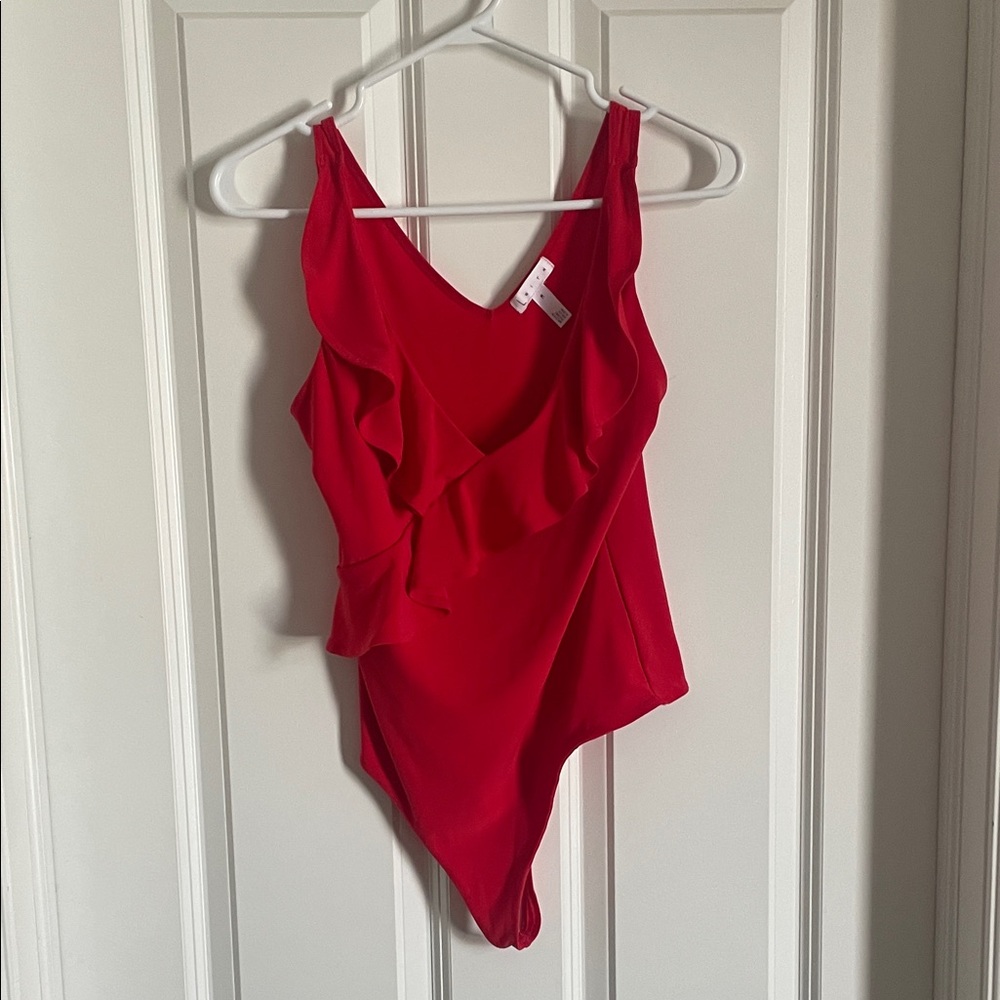 Leith Red Ruffle Bodysuit